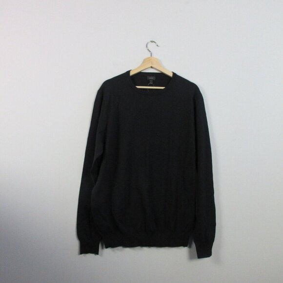 J Crew Sweater Men XL Tall Black Crewneck Long Sleeve Pullover Cotton Blend 316 - Picture 1 of 11